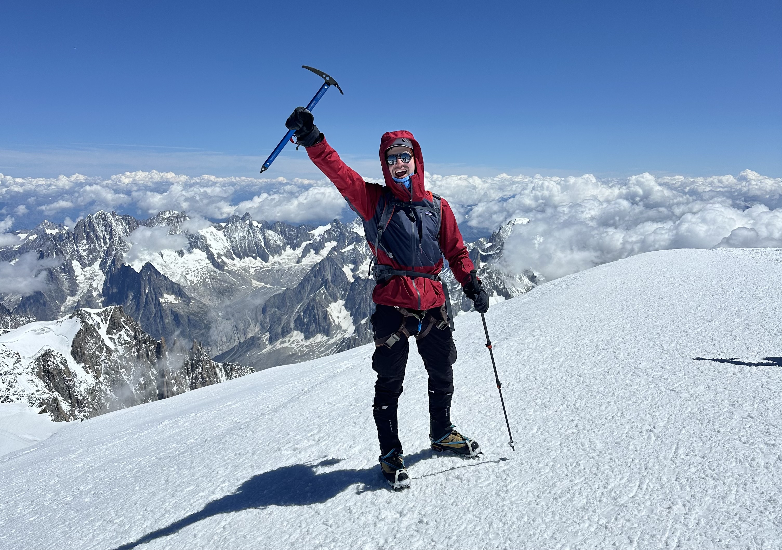 Nathan Bauer at the Mont Blanc summit, 2025